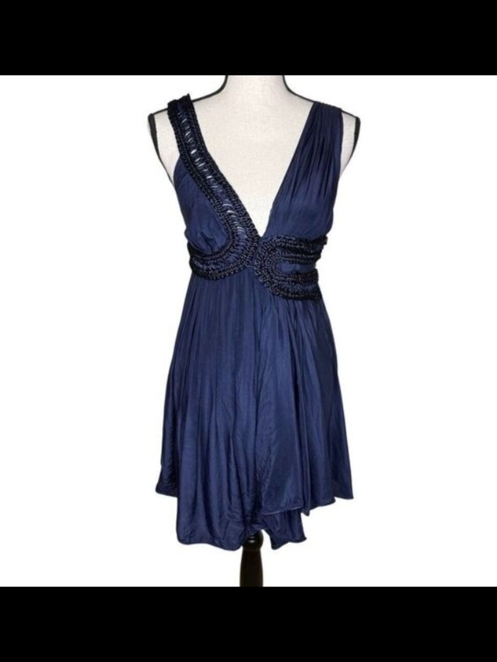Leon Max Limited Edition Navy Deep V Women's Dress, 00 XS